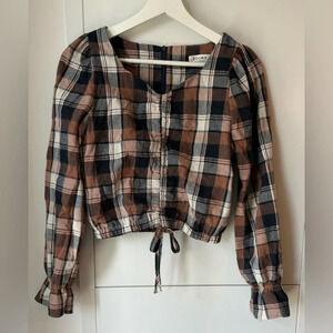 Plaid Cropped Shirt Size S‎
